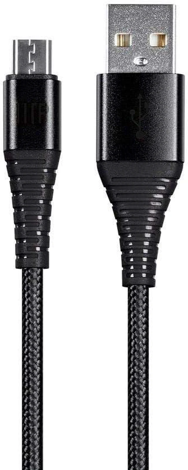 Main image of Monoprice USB 2.0 Micro B to Type A Charge & Sync Cable - 6 Feet - Black Nylon-Braid, Durable, Kevlar-Reinforced