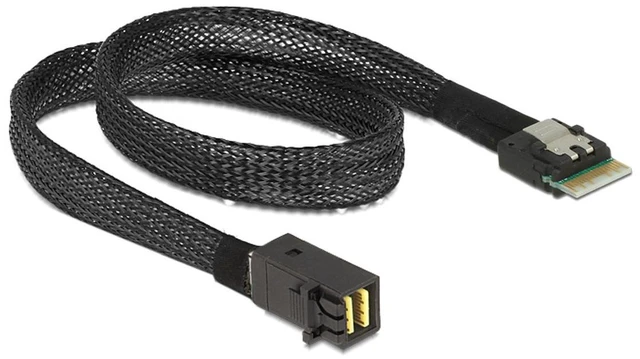 Alt view image 5 of 6 - JSER Slim Line SAS 4.0 SFF-8654 4i 38pin Host to HD Mini SAS 4i SFF-8643 36pin Target Cable 50cm