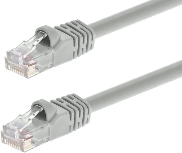 Main image of Monoprice Cat5e Ethernet Patch Cable - Network Internet Cord - RJ45, Stranded, 350Mhz, UTP, Pure Bare Copper Wire, 24AWG, 100ft, Gray