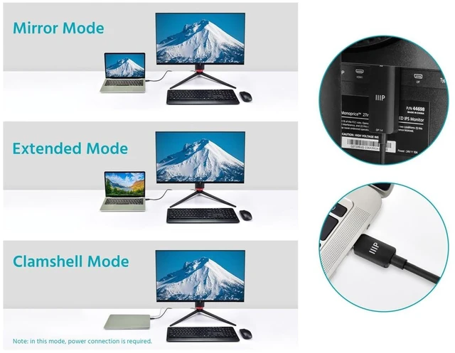 Alt view image 3 of 6 - Monoprice USB-C to HDMI 2.1 Active Cable - 8K60Hz Ultra High-Speed 10ft Black