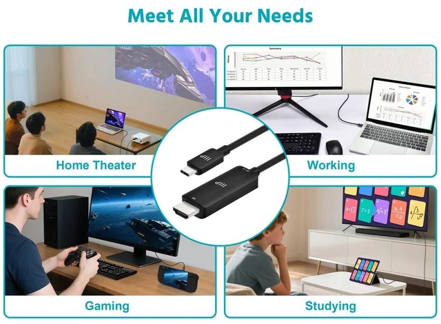 Alt view image 5 of 6 - Monoprice USB-C to HDMI 2.1 Active Cable - 8K60Hz Ultra High-Speed 10ft Black