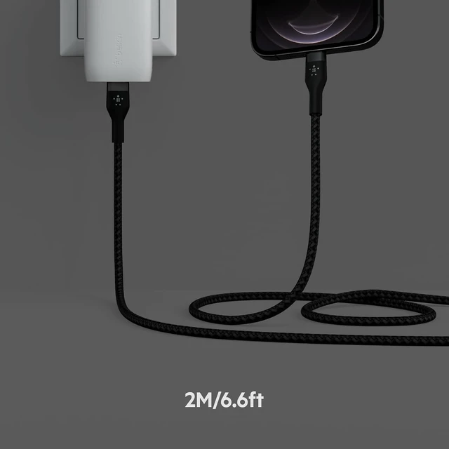 Alt view image 6 of 6 - Belkin BoostCharge Pro Flex Braided USB Type C to Lightning Cable (2M/6.6ft), MFi Certified 20W Fast Charging PD Power Delivery for iPhone 14, iPhone 13, 12, 11, Pro, Max, Mini, SE, iPad - Black