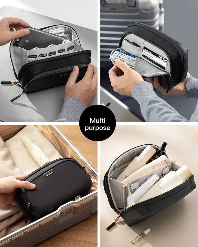Alt view image 2 of 7 - Inateck Electronics Organizer Travel Case, Waterproof Tech Pouch, Travel Organizer Bag Pouch, Electronic Accessories Carry Case, Tech Organizer for Cable, Cord, Charger, Phone, Small(New Version)