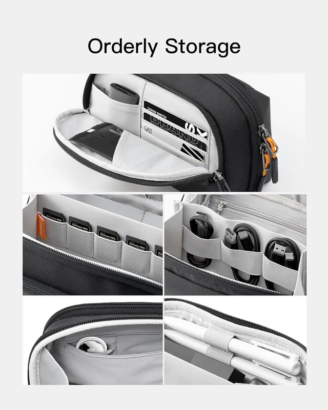 Alt view image 7 of 7 - Inateck Electronics Organizer Travel Case, Waterproof Tech Pouch, Travel Organizer Bag Pouch, Electronic Accessories Carry Case, Tech Organizer for Cable, Cord, Charger, Phone, Small(New Version)