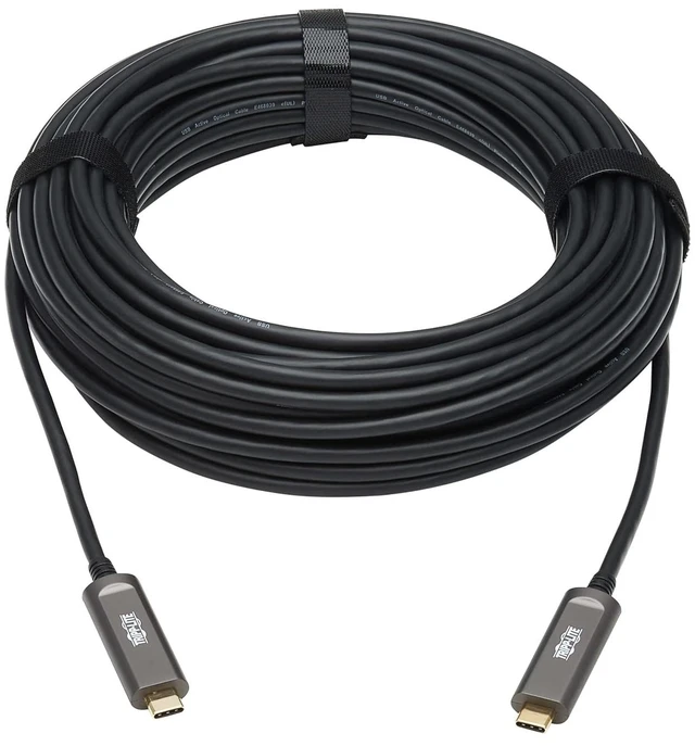 Alt view image 2 of 5 - Tripp Lite USB-C Fiber (10 Gbps) Data Cable, USB 3.2 Active Optical Cable, Male to Male, Black, Plenum-Rated for in Wall & Ceiling Installations, 33 Feet / 10 Meters, 3-Year Warranty (U420F-10M-D3)