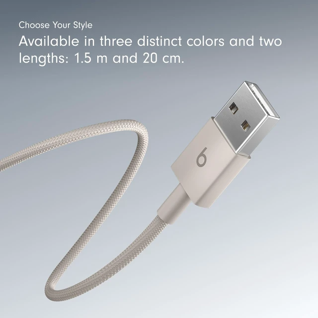 Alt view image 7 of 7 - Beats USB-A to USB-C Woven Cable Fast Charging Durable and Tangle-Free Design Compatible Charger for Apple & Android Devices (1.5 m) - Surge Stone (Pack of 10)