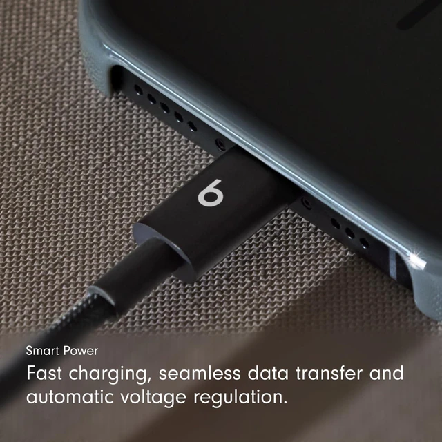 Alt view image 6 of 7 - Beats USB-C to USB-C Woven Cable Fast Charging Durable/Tangle-Free Compatible Charger for Apple & Android Devices (1.5 m) - Bolt Black (Pack of 10)