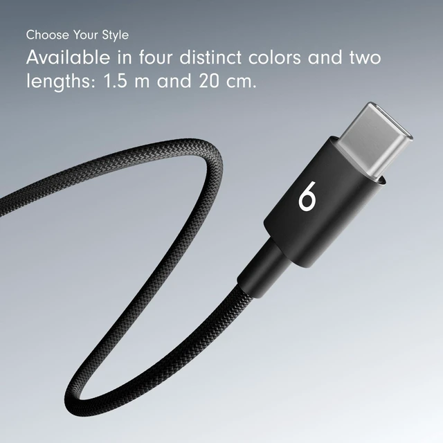 Alt view image 7 of 7 - Beats USB-C to USB-C Woven Cable Fast Charging Durable/Tangle-Free Compatible Charger for Apple & Android Devices (1.5 m) - Bolt Black (Pack of 10)