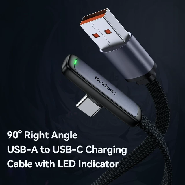 Alt view image 2 of 7 - mcdodo 6FT USB to USB C Cable 90 Degree Right Angle USB to Type-C Charging Cable with LED Indicator Light Compatible with iPhone 17 16 Series, Galaxy S23/S22+Ultra, iPad, MacBook and More
