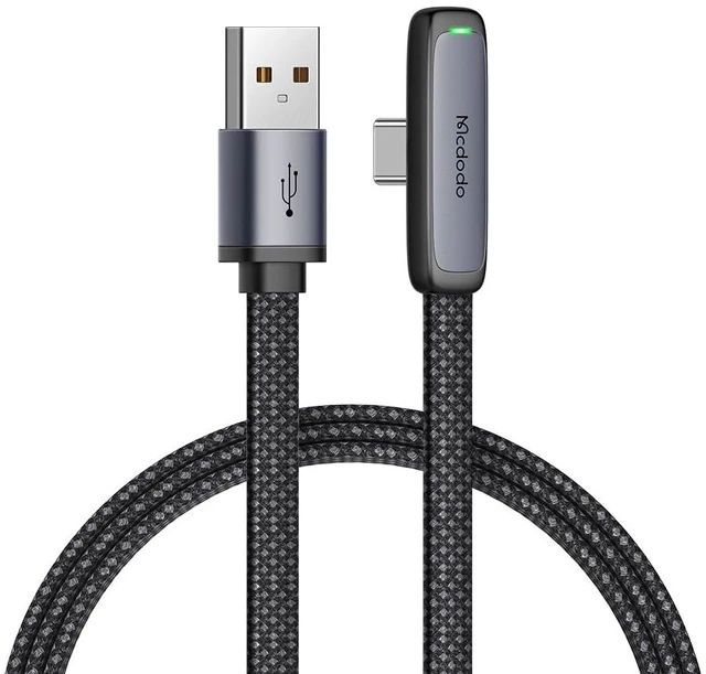 Main image of mcdodo 6FT USB to USB C Cable 90 Degree Right Angle USB to Type-C Charging Cable with LED Indicator Light Compatible with iPhone 17 16 Series, Galaxy S23/S22+Ultra, iPad, MacBook and More