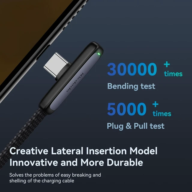 Alt view image 7 of 7 - mcdodo 6FT USB to USB C Cable 90 Degree Right Angle USB to Type-C Charging Cable with LED Indicator Light Compatible with iPhone 17 16 Series, Galaxy S23/S22+Ultra, iPad, MacBook and More