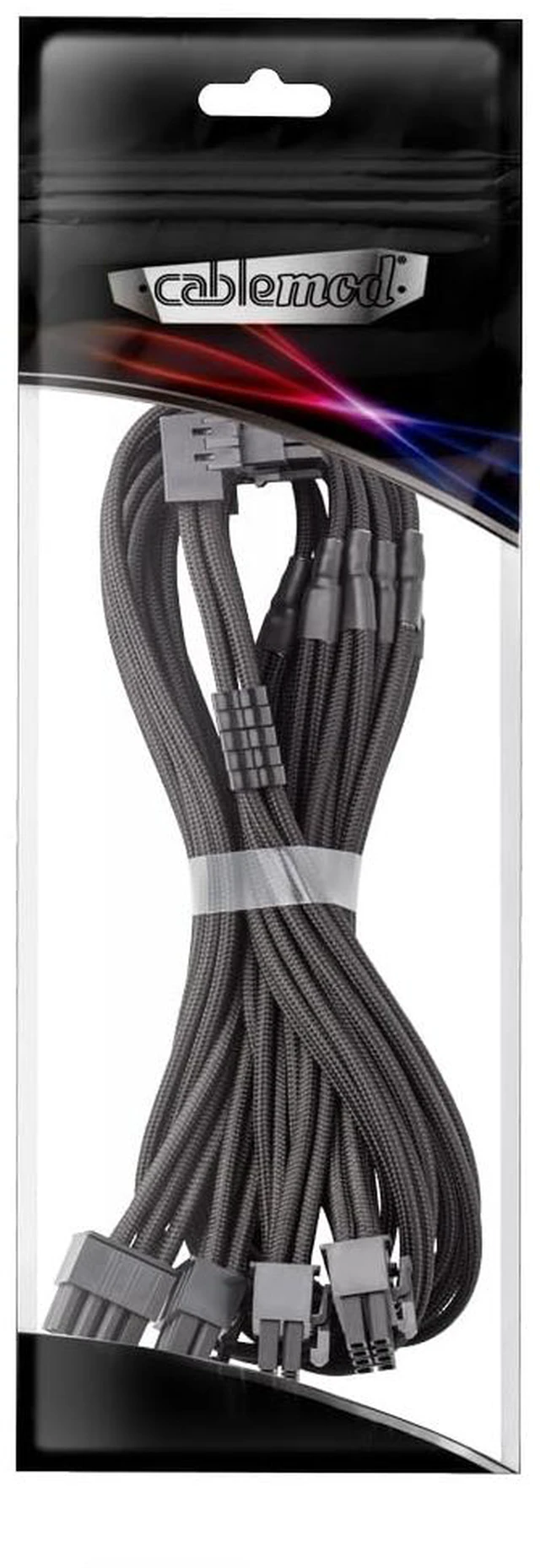 Alt view image 4 of 4 - CableMod Pro ModFlex Sleeved 12V-2x6 PCIe Cable for EVGA (Black, 4x8p,90°B)