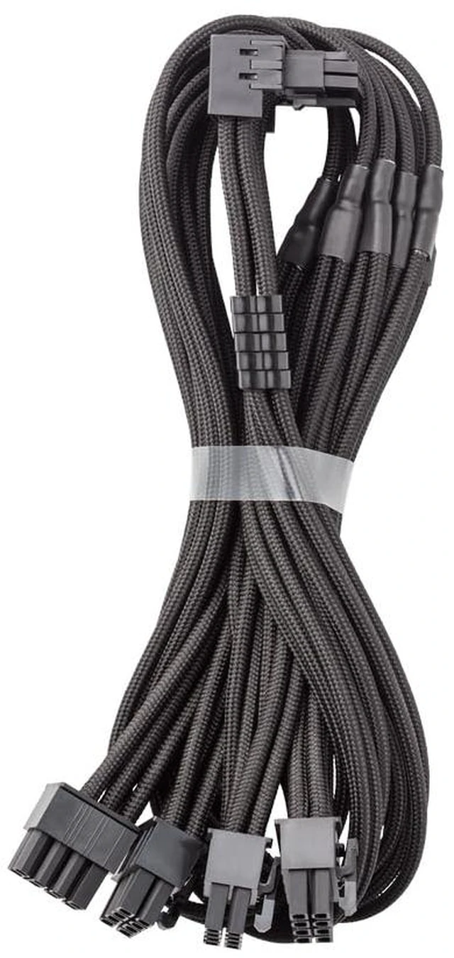 Main image of CableMod Pro ModFlex Sleeved 12V-2x6 PCIe Cable for EVGA (Black, 4x8p,90°B)
