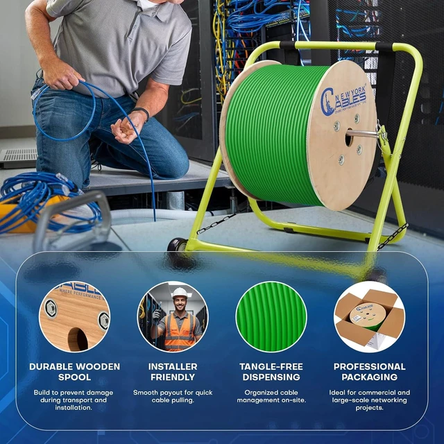 Alt view image 5 of 7 - NewYork Cables Cat6a Riser Cable 1000ft - Certified 100% Solid Bare Copper Cat 6a Ethernet Cable CMR, 23 AWG, 750 MHz, PoE++ - Unshielded Twisted Pair (UTP) -10 GB High Speed for Networking & Gaming