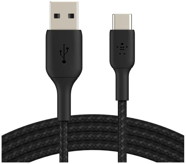 Alt view image 2 of 4 - Belkin Boost Charge Braided USB-C Cable (USB-C to USB-A Cable, USB Type-C Cable for Samsung Galaxy S23, S23+, S23 Ultra, Pixel, iPad Pro, Nintendo Switch and More) 3 m, Black