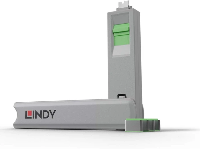 Main image of LINDY USB Type C Port Blocker Key, Green - Pack of 4