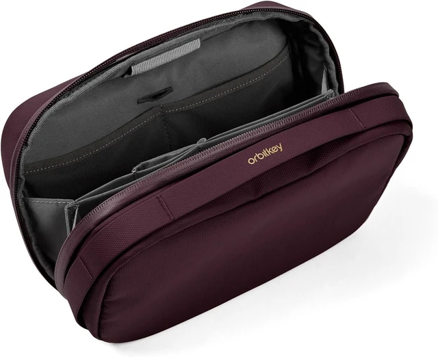 Alt view image 2 of 6 - Orbitkey 2-in-1 Tech Accessory Pouch with Detachable Slim Sleeve Travel Electronics Organizer for Cables, Chargers, Earbuds, Power Bank Compact Gadget Bag & Portable Tech Storage Case (Plum)