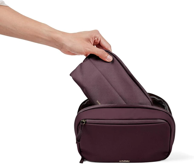 Alt view image 4 of 6 - Orbitkey 2-in-1 Tech Accessory Pouch with Detachable Slim Sleeve Travel Electronics Organizer for Cables, Chargers, Earbuds, Power Bank Compact Gadget Bag & Portable Tech Storage Case (Plum)