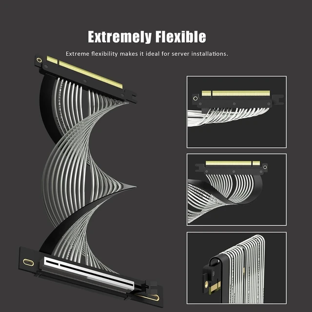 Alt view image 6 of 7 - PCIe 5.0 x16 GPU Riser Cable Right 800mm, RTX 50/RX 9000