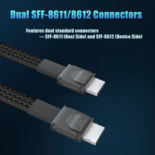 Alt view image 7 of 7 - 500mm Oculink Cable PCIe 4.0 SFF-8611 4i Male Extension Cable for Oculink eGPU onexGPU Mini PC SSD