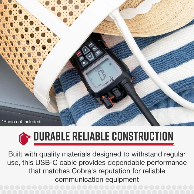 Alt view image 4 of 7 - Cobra BlueBound Charging Cable, USB-C to USB-C - Fast Charging Cable for BlueBound Marine Radios