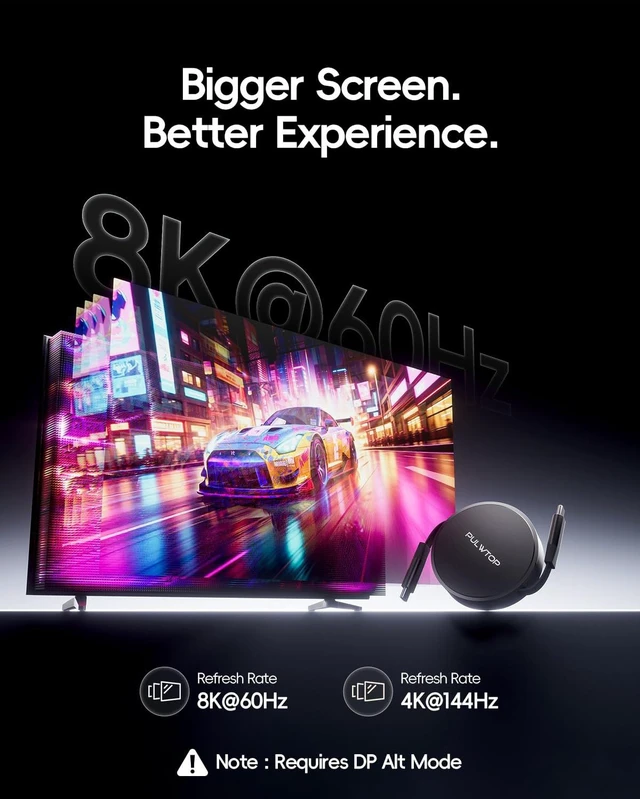 Alt view image 6 of 7 - PULWTOP Retractable USB C to USB C Cable 3.3FT, 240W PD 3.1 Fast Charging, 20Gbps Data Transfer, 8K Video, Full-Featured USB-C Cord for iPhone16/17, MacBook, Laptop, iPad, Monitor and More, Black
