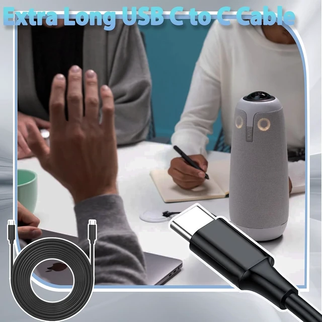 Alt view image 6 of 6 - Wadoy 16ft USB-C Cable Compatible with Meeting Owl 3,USB C Cable Replacement for Meeting Owl 3,20Gbps Extension Type C Cable for Larger Meeting Room,Longer Table