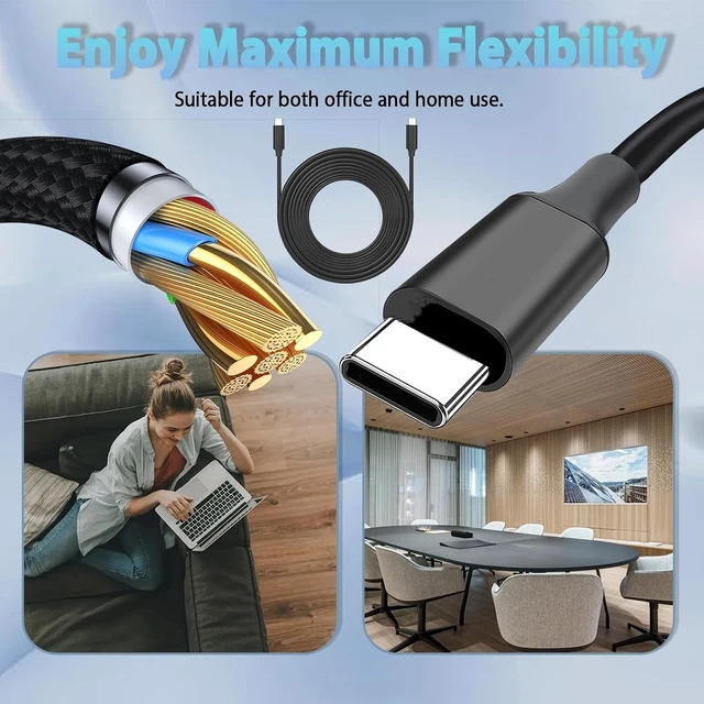 Alt view image 4 of 6 - Wadoy 16ft USB-C Cable Compatible with Meeting Owl 3,USB C Cable Replacement for Meeting Owl 3,20Gbps Extension Type C Cable for Larger Meeting Room,Longer Table
