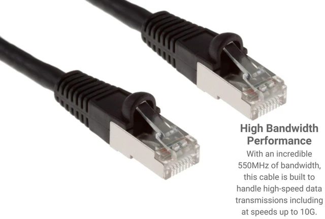 Alt view image 5 of 7 - CablesAndKits - Shielded (STP) Cat6 Ethernet Cable, Booted, Jacket: PVC (CM), 1 ft, Black, Pure Copper, RJ45 Computer & Networking Patch Cord