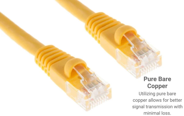 Alt view image 5 of 7 - CablesAndKits - Cat6a Ethernet Cable, Booted, Jacket: PVC (CM), 10 ft, Yellow, Pure Copper, RJ45 Computer & Networking Patch Cord
