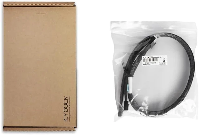 Alt view image 6 of 6 - ICY DOCK MB413L-B Data Cable - 1x MCIO 8i SFF-TA-1016 to 2x MCIO 4i SFF-TA-1016 Length 50 cm
