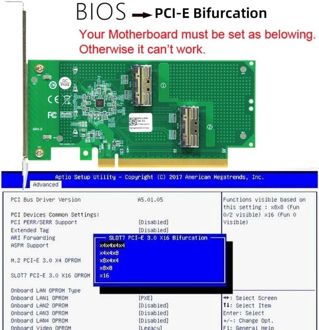 Alt view image 6 of 7 - ChenYang 2 Port PCI-E 16X to PCI-E 5.0 MCIO 8i 74Pin SFF-TA-1016 Adapter Mini Cool Edge IO Female PCI Expansion Card Adapter