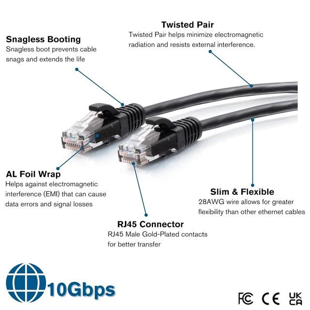 Alt view image 4 of 7 - 1ft (0.3m) Cat6a Snagless Unshielded (UTP) Slim Ethernet Network Patch Cable - Yellow