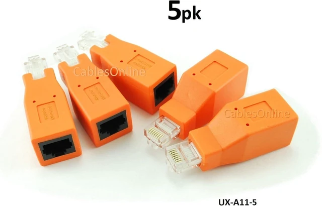 Alt view image 2 of 3 - CablesOnline 5-PACK Cat6/Cat5e Ethernet RJ45 Male/Female CrossOver Adapter (UX-A11-5)