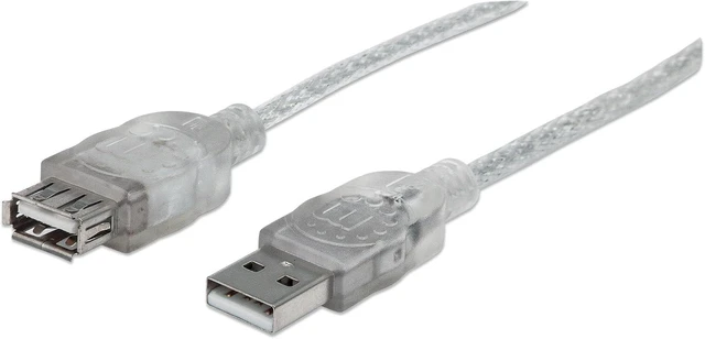 Main image of Manhattan 10-Feet Hi-Speed USB Device Cable A Male/A Female, Translucent Silver (340496)