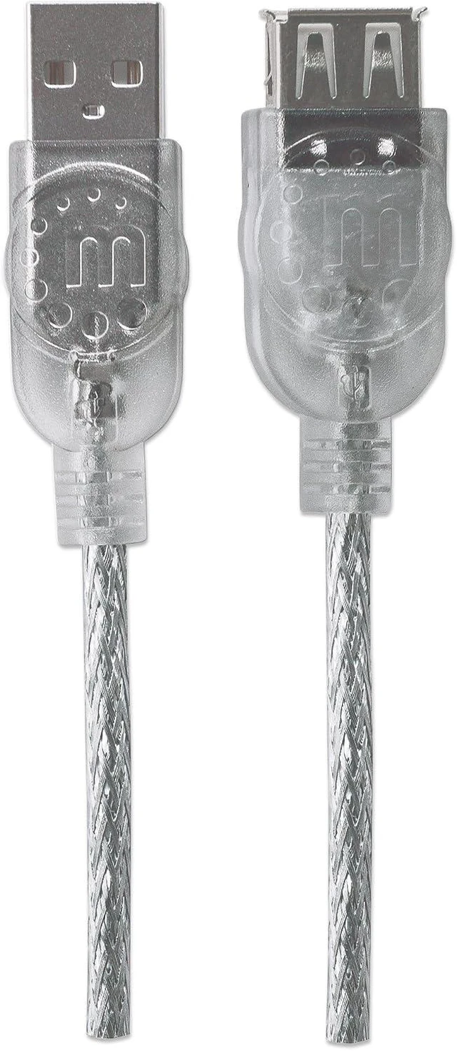 Alt view image 3 of 6 - Manhattan 10-Feet Hi-Speed USB Device Cable A Male/A Female, Translucent Silver (340496)