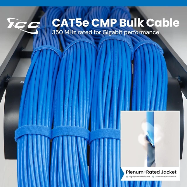 Alt view image 2 of 7 - 350Mhz CAT5e Bulk Cable with 24 AWG UTP Solid Wires, CMP Jacket in a Pull Box, 1000 Feet - Blue