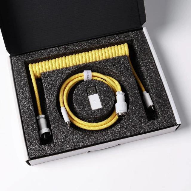 Alt view image 4 of 7 - Keychron Custom Coiled Aviator USB Cable - Yellow