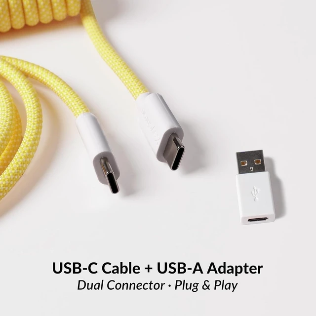 Alt view image 5 of 7 - Keychron Custom Coiled Aviator USB Cable - Yellow