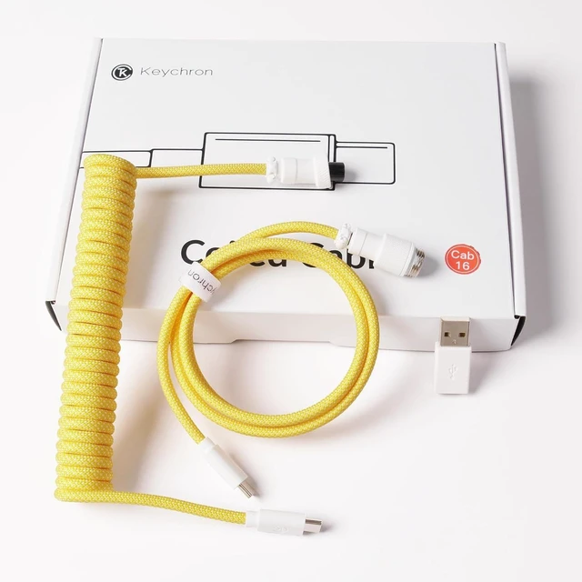 Alt view image 7 of 7 - Keychron Custom Coiled Aviator USB Cable - Yellow