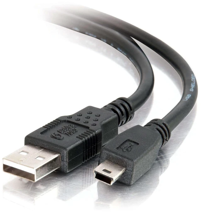 Main image of C2G 81580 1m USB 2.0 A to Mini USB B Cable, Suitable for Data Transfer and Charging Smart Phones, Cameras, MP3s, PDAs and Other Mini B Devices, Black