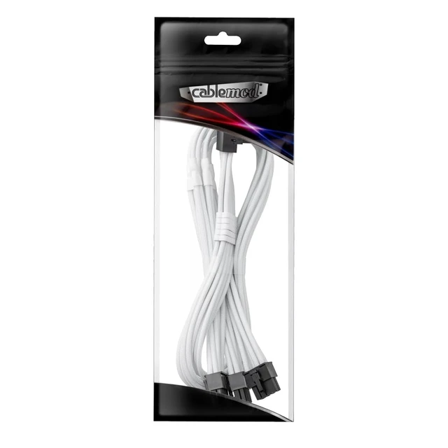 Alt view image 4 of 4 - CableMod Pro ModFlex Sleeved 12V-2x6 PCIe Cable for EVGA (White, 3x8p,90°A)