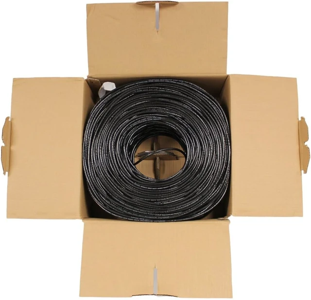 Alt view image 3 of 3 - NavePoint Cat6 Riser (CMR), 1000ft, Black, Solid Bare Copper Bulk Ethernet Cable, 550MHz, 23AWG 4 Pair, Unshielded Twisted Pair (UTP)