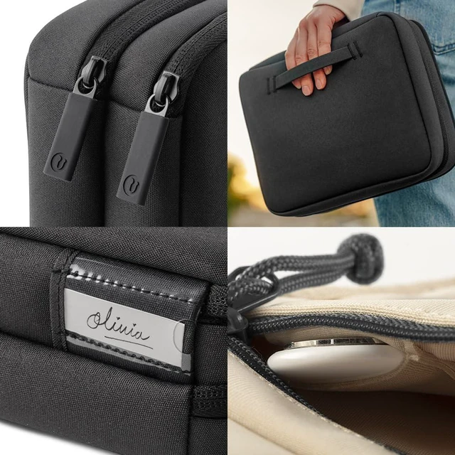 Alt view image 4 of 7 - UT Wire Folio Max Double Layer Tech Pouch for Personal, Family, Work Travel Cable Organizer for Electronic Essentials, Chargers & Tech Accessories, with Label Identification in Black