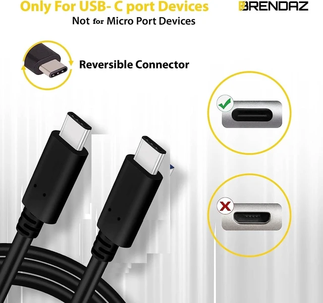 Alt view image 5 of 5 - BRENDAZ USB 3.1 Type-C to Type-C (Type C) Cable, Compatible with Canon EOS RP, EOS R, R5, R6 Mirrorless Digital Camera, Supports Data Transfer 10Gbps
