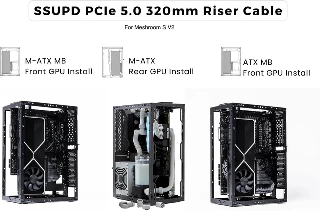 Alt view image 7 of 7 - SSUPD PCIe 5.0 x16 Riser Cable 200/320/440mm 32 GT/s Transmission, 64 GB/s (256 Gbps) Bandwidth GPU RTX 5090/5080 & RX 9070 XT & ITX Case Ready (PCIe 5.0 Female Reverse 440mm)