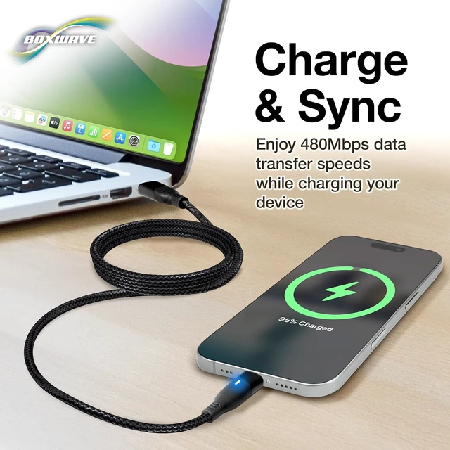 Alt view image 7 of 7 - BoxWave Cable Compatible with Garmin DriveSmart 86 - MagnetoSnap PD AllCharge Cable (100W), Magnet PD 100W Charging Cable USB Type-C Micro USB - Jet Black