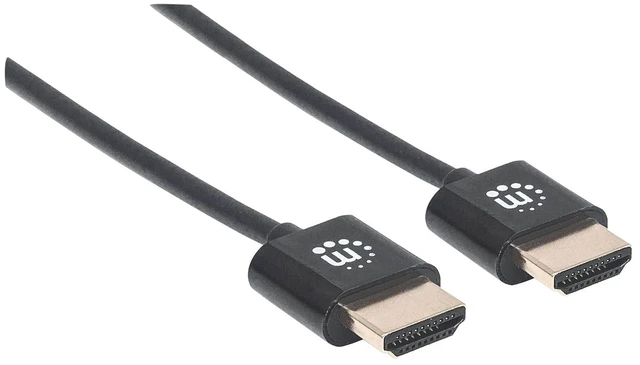 Alt view image 2 of 7 - MANHATTAN Ultra Thin High Speed HDMI Cable Ethernet Channel (HEC)/ Audio Return Channel (Arc)/ 3D/ 4K Compatible Male-Male Shield Processing Black 3M