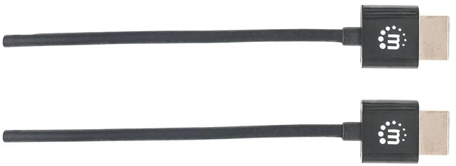 Alt view image 5 of 7 - MANHATTAN Ultra Thin High Speed HDMI Cable Ethernet Channel (HEC)/ Audio Return Channel (Arc)/ 3D/ 4K Compatible Male-Male Shield Processing Black 3M