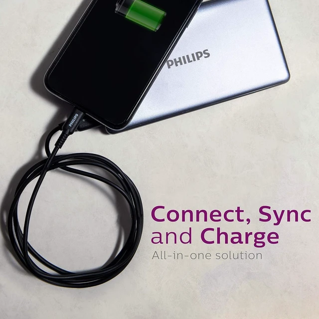 Alt view image 3 of 6 - Philips USB Charging Cable with Lightning Connector, 4ft. (1.2m) Black, Connect / Sync / Charge, Apple MFi Certified, Compatible with iPhone X / 8 / 7 / iPad / Beats Pill+ / & more, DLC4104V/37